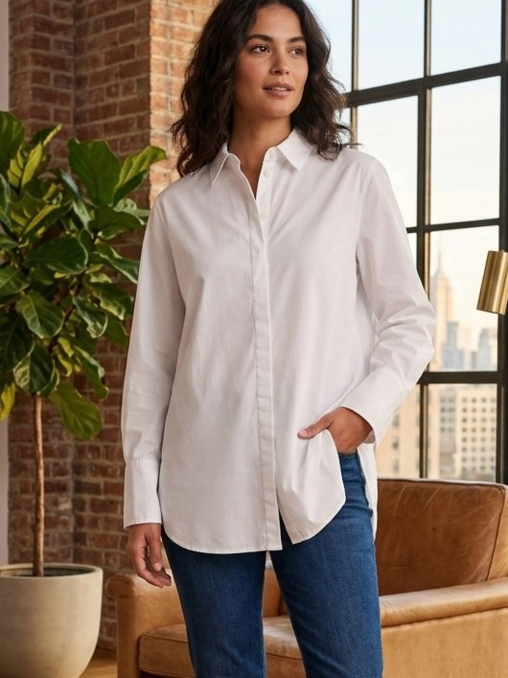 J.CREW Haberdashery White Cotton Button Down Shirt Size Medium